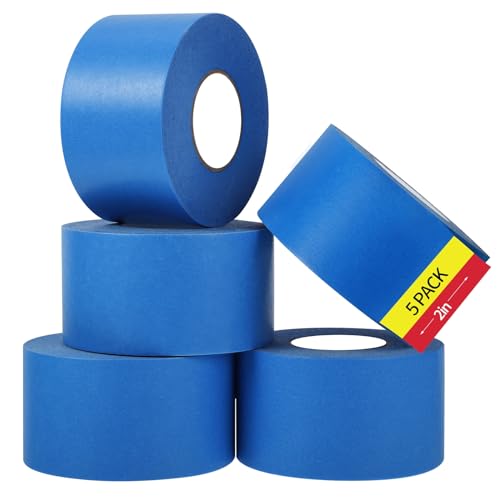 5 Rolls Painters Tape 2 Inch Wide Blue Painters Tape for Wall Painting - size: 5rolls/2in（L)