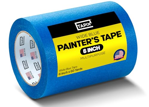 Wide Blue Painters Tape, 6 inch x 60 Yards, 3D Printing Tape, Easy Clean Removal up to 21 Days, Masking Tape - size: 6 inch