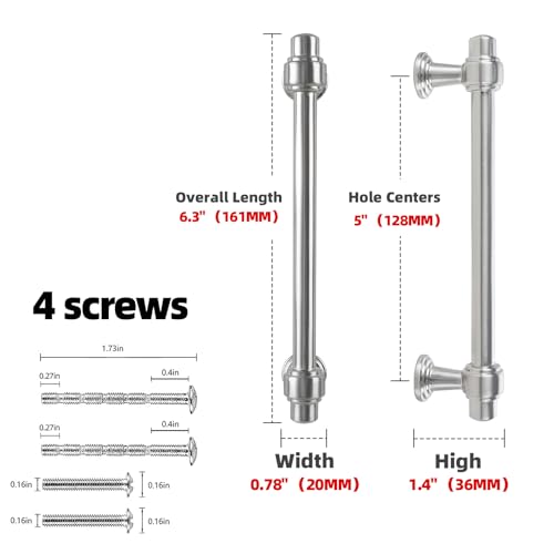 10 Pack Brushed Nickel Cabinet Pulls 5 Inch(128mm) Kitchen Cabinet Handles Cabinet Hardware for Drawer Pulls - color: Brushed Nickel, size: 5" Hole Center(128mm)
