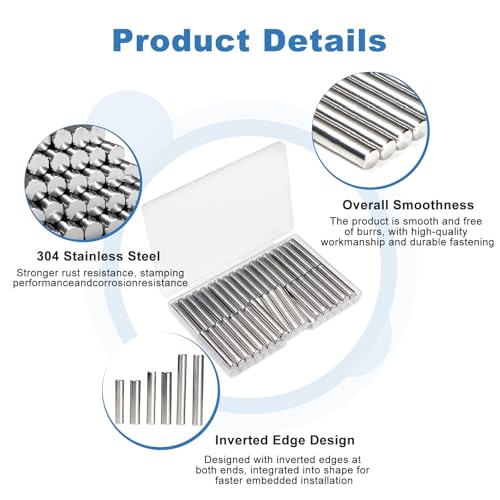 50Pcs M5 x 30mm (Approx 3/16" x 1-3/16") 304 Stainless Steel Dowel Pins - size: M5 x 30mm