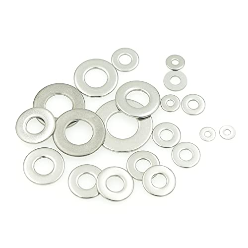 360PCS #2 to 7/16" 304(18-8) Stainless Steel SAE Flat Washers Assortment Kit,for #2#4#6#8#10#12 1/4" 5/16" 3/8" 7/16" Screws/Bolts