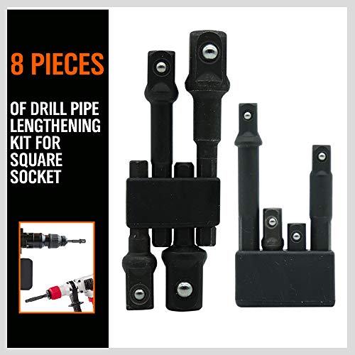 8-Piece Impact Sockets Adapter Sets, Hex Shank 1/4" 3/8" 1/2" - color: 8 Pcs Impact Sockets Adapters