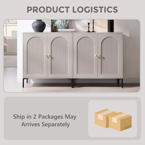 IFGET 61.75"W Modern Arch Sideboard Buffet Cabinet with Storage, Light Grey - color: Light Grey, size: 2 Pieces