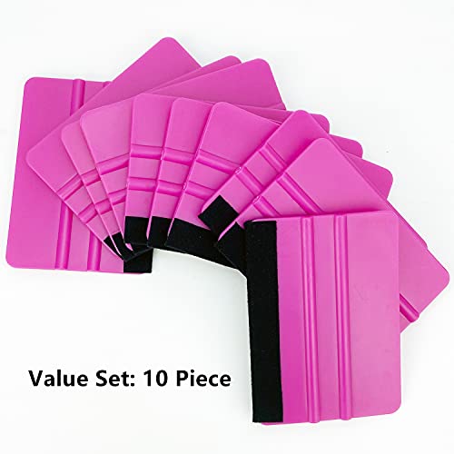 CCyanzi 4inch Vinyl Squeegee Tool Window Film Squeegee Decal Scraper Sign-Making Graphic Wallpaper Application, Felt Edge Protection Prevents Scratches - 10Piece Purple - color: Purple