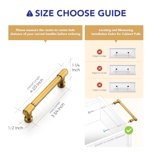 Ravinte Brushed Brass Kitchen Pulls Cabinet Handles 3-3/4 Inch 10 Pack - color: Brushed Brass, size: 3-3/4 Inches Hole Center