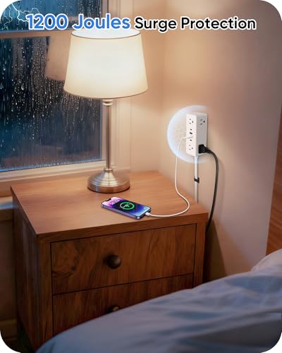 Electrical Outlet Extender Stick, Features 4 USB & 6 Outlets - color: White, size: 39in