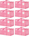 8 Pack Extra Large Clothes Storage Bins with Lids, Moving Bags, Pink - color: Pink, size: 8 Pack
