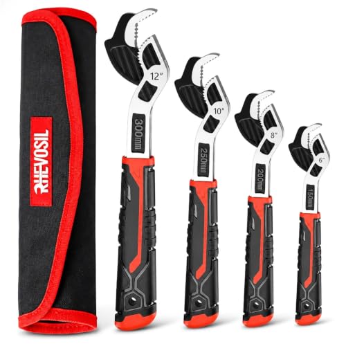 4 Pack Self Adjusting Pipe Wrench Set, 6" 8" 10" 12" Plumbers Wrench - color: 6”+8”+10”+12”