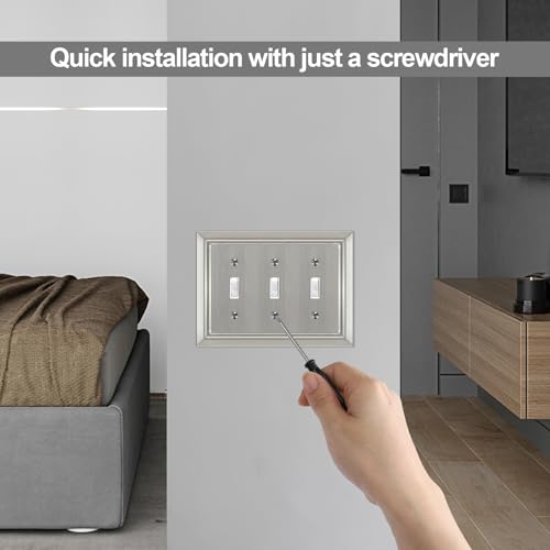 Metal Wall Plate for Electrical Outlets, Applicable to Triple Toggle - size: Triple Toggle