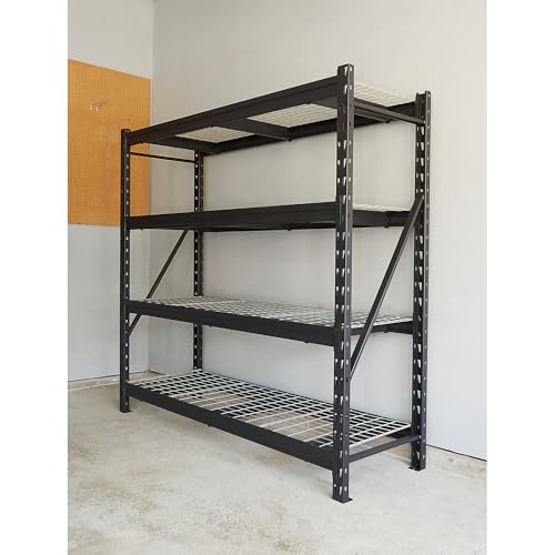 Ironton 4-Tier Industrial Steel Shelving Unit, 8,000-Pound Load Capacity, Garage Storage Rack, 77" W x 24" D x 72" H | Adjustable shelf heights, 2, 000-lb. capacity per shelf, Garage and workshop organization, Accessible storage - size: 4 Tier
