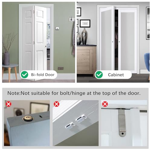 Metal Bifold Door Lock - Double Door Child Safety Locks Keep Toddler, Cats&Dogs Out of Closets, Cabinets, Pantry - No Need Install (1PC) - size: 1PC