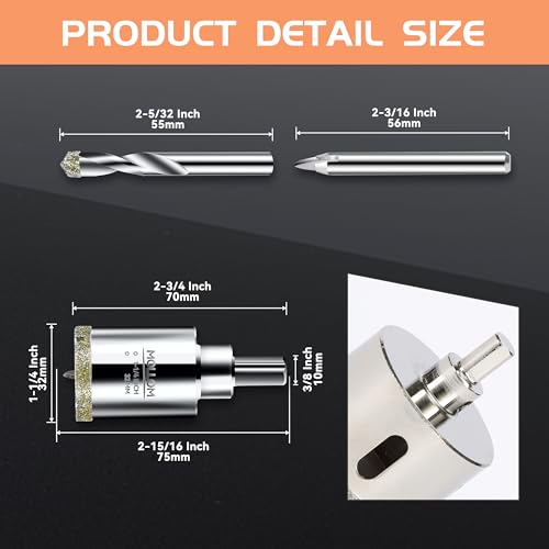 MOLLOM 1-1/4" (32mm) Diamond Hole Saw with 2 Pilot Drill Bit - size: 32mm | 1-1/4", style: Single Pack