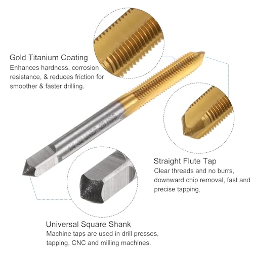 uxcell Tap & Drill Bit Set, 1/4-32 UNEF Straight Flute Thread Tap and 7/32" (5.6mm) Twist Drill Bit, Titanium Coated M2 High Speed Steel Thread Repair Tapping Tools - size: 1/4-32 UNEF + 7/32" (5.6mm)