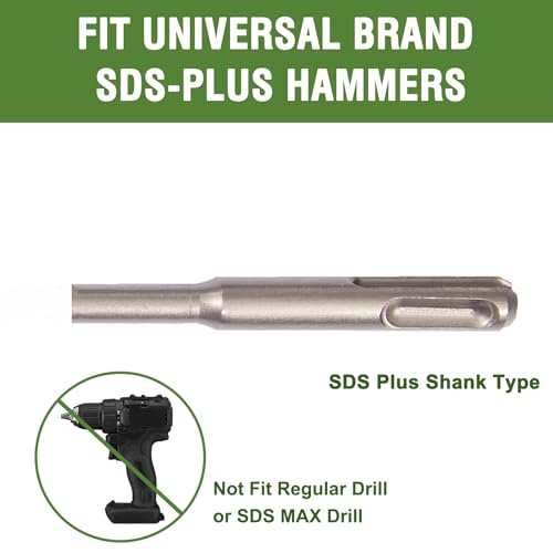 7/32" x 8" SDS Plus Hammer Drill Bits Masonry Drill Bits Carbide Tipped for Concrete, Brick, Block, Stone, 2 Pack