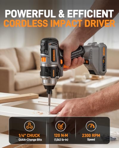 Teslong 20V MAX 3-in-1 Cordless Tool Kit, Impact Wrench, Drill & Driver