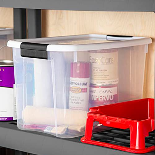 Sterilite Ultra Latch Box with Lids for Home and Office, 30 Quart, 12-Pack | Heavy-Duty and Stackable Plastic Containers with Latches for Closet, Cabinet, Bedroom, Bathroom and Dorm Room Organization - size: 30 Quart