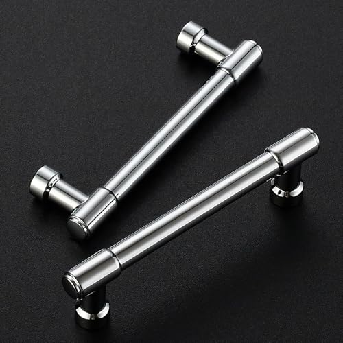 JOY DECOR Polished Chrome Cabinet Handles Modern Pulls,3-3/4 Inch,2 Pack | Smooth Feel, Solid Zinc Alloy, Screws Included, Dresser Drawer Pulls, Kitchen Cabinet Hardware, for Cupboard Door Handles - color: Polished Chrome, size: 3-3/4 In Hole Center
