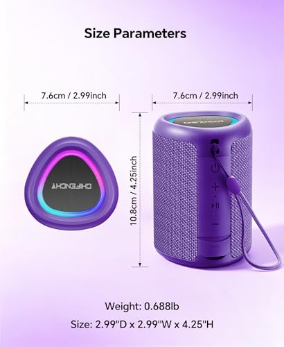 Portable Bluetooth Speaker Beach Essentials: IPX5 Waterproof for Outdoor - color: Purple
