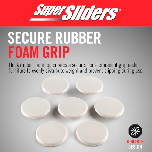 Super Sliders 3-1/2" Medium Round Reusable Furniture Sliders for Carpet, Anti-Slip Protective Furniture Moving Pads for Beds, Sofas, Dressers, Set of 16, Beige - color: Beige, size: 16 Count (Pack of 1)