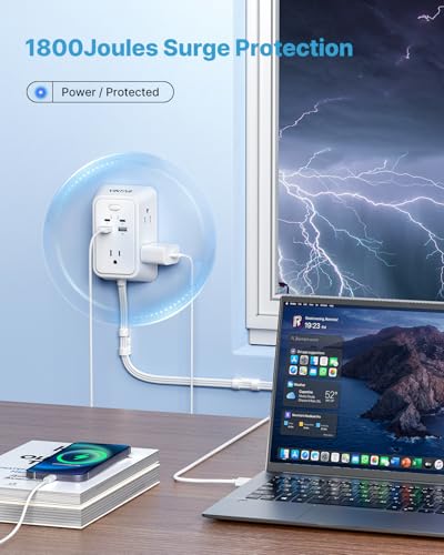 VINTAR Electrical Outlet Extender, 36in Short Power Strip with 2 USB C - style: 3FT-90° right-angle plug