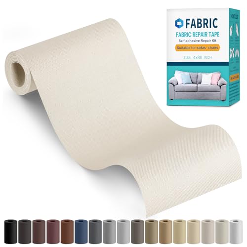 Fabric Repair Tape, 4" x 80" Self-Adhesive Linen Repair Tape Patch Kit - color: Pale Yellow, size: 4" x 80"