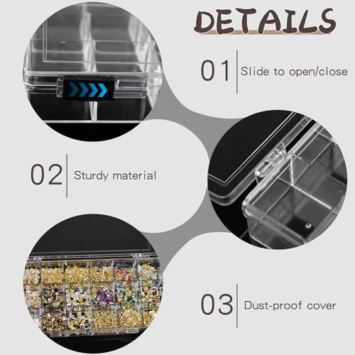 SnowTing 2 Pack 18 Grids Clear Plastic Organizer Box, Multi-grids Fixed Compartment Craft Storage Box for Beads, Fishing Tackles, Jewelry, Art Craft, Gem, Small Items