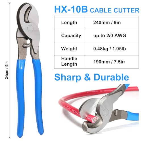 Solsop Battery Cable Crimper Tool for AWG 10, 8, 6, 4, 2, 1/0 Gauge