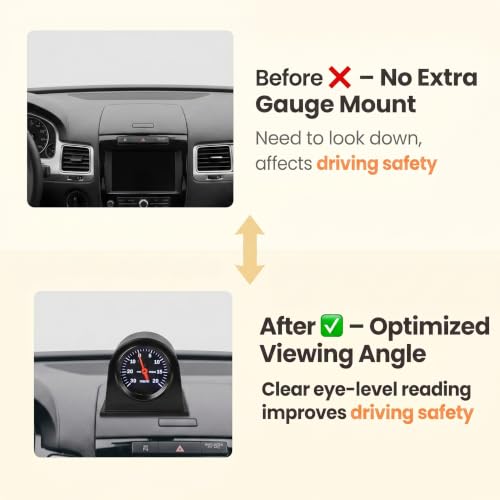 Car 2" 52mm Gauge Pod, ABS Plastic Console Dashboard Pod Holder, Waterproof Auto Console Dash Meter Cup, Car Black Single Hole Pillar Gauge Pods, Universal for Most Cars/Trucks/Boats