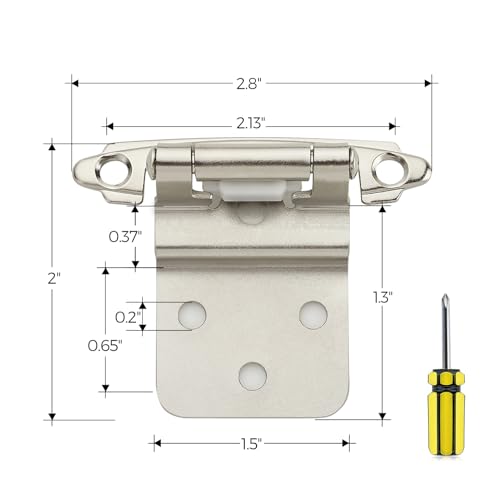 Ravinte Satin Nickel Kitchen Cabinet Hinges, 3/8" Inset, 20 Pack - size: 3/8" Inset