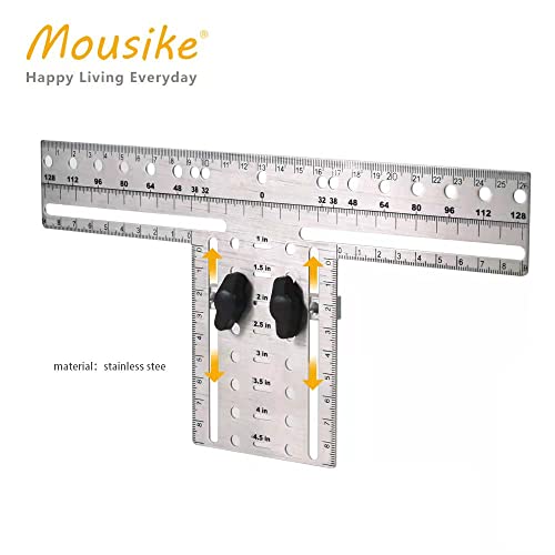 Mousike Cabinet Pull Metal Template， Handle Drill Mounting Template for Cabinet Doors and Drawers(Silver,1Pack)