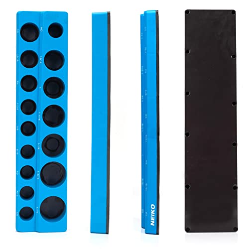 NEIKO 03976A Magnetic Socket Holder, 1/2” Drive, 3/8”- 15/16” SAE, Shallow & Deep Sockets Tray, Standard Socket Set Organizer, Socket Organizers for Toolboxes Trays, Scratch Free Mounting - size: 16 Hole Magnetic Organizer, 3/8 - 1-1/4", style: 1/2" Drive
