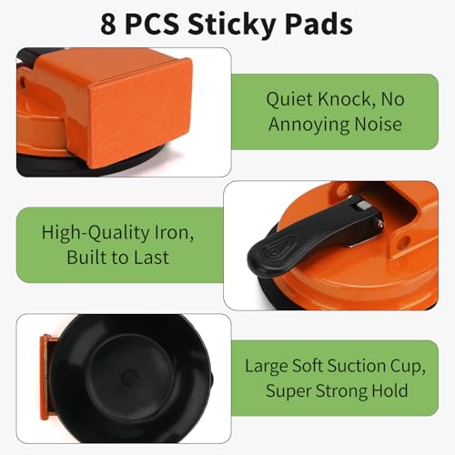 Floor Gap Fixer Tool Kit with Rubber Mallet and 8 Reusable Sticky Pads, Heavy Duty Suction Cup Floor Gap Repair Tool for Laminate, Vinyl Plank, Hardwood and LVP Flooring