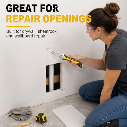 KATA Folding Drywall Jab Saw, Sheetrock Knife with Soft Grip Handle - color: Silvery