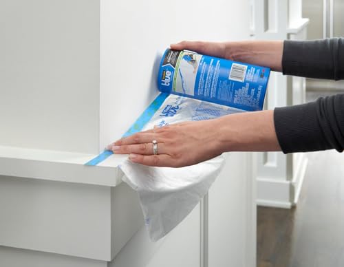 ScotchBlue Pre-Taped Painter's Plastic with Dispenser, Unfolds to 48 inches by 30 Yards,PTD2093EL-48 (Pack of 6) - size: 48" Width (Pack of 6), style: With Dispenser