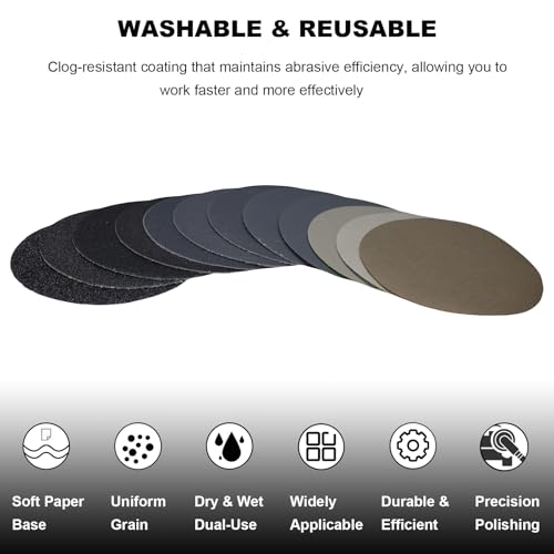 3 Inch 134 PCS Sanding Disc Drill Polishing Kit - Hook & Loop Wet/Dry Sandpaper Buffing Pads for Rotary Tools - Perfect for Car Headlight Restoration, Wood, Metal, Glass - DIY Sanding Attachment Set