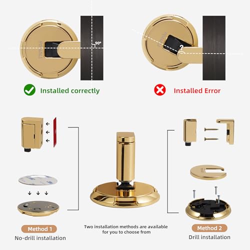PANALI Magnetic Door Stopper, Windproof Door Stop, 1 Pack - color: Bright Gold