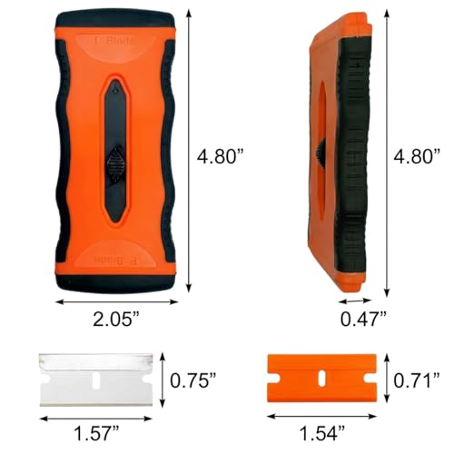 Mister Rui 2 Pack Razor Scraper, 20 Blades, Retractable, Multi-Surface - color: 2 Retractable Orange