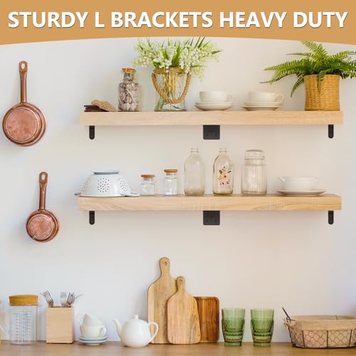 MAPVOLUT 25Pcs L Brackets for Shelves, 3 Sizes Angle Corner Braces Metal L Bracket Heavy Duty for Wood, Sturdy and Rustproof for Repairing Furniture with 82Pcs Screws Mounting Bracket Easily Black - size: 3 SIZE Black