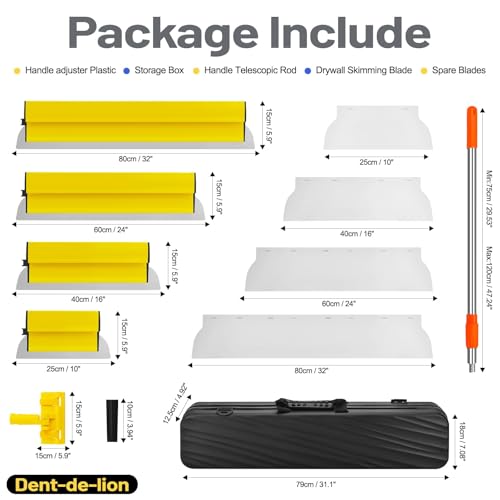 Drywall Skimming Blade Set Including 10", 16", 24" and 32" Blade