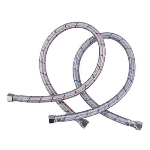 ALEASHA Faucet Supply Lines,24 Inch Length Faucet Hose Connector 3/8" to 3/8" Female Compression Thread Stainless Steel Braided Bathroom Kitchen Faucet Extension Water Supply Line,2Pcs - size: 24 Inch