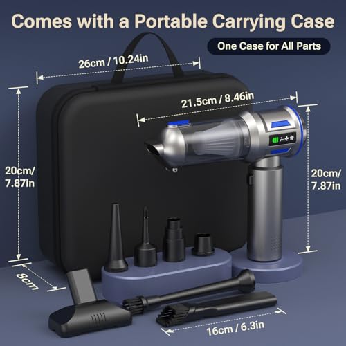 Yomile Mini Vacuum Cleaner, 2 in 1 27000PA Brushless Car Vacuum Air Duster 9000mAh Battery Air Blower Wireless Handheld Vacuum for Car,Office and Home - color: Blue