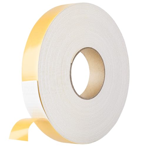 Kikerike Self Adhesive Foam Tape Weatherstrip 1in x 1/16in x 66Ft High Density Foam Insulation Strips Seal Weather Stripping with Strong Adhesive for Door and Window Sound Isolation Soundproofing - size: 1in x 1/16in x 66Ft