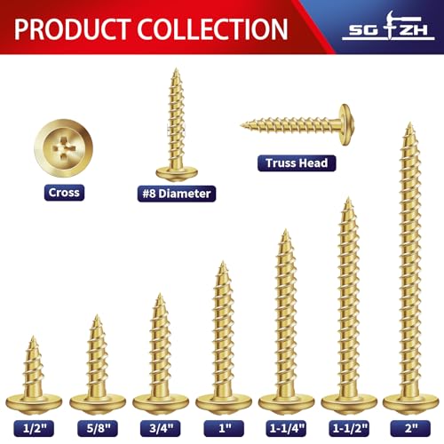 #8 x 3/4" Wood Screw 500Pcs Alloy Steel Standard Thread Truss Head Fast Self Tapping by SG TZH - size: #8 x 3/4"