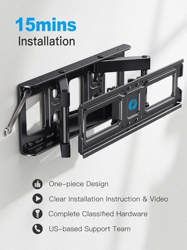 Pipishell TV Wall Mount for 26-74 inch LED LCD OLED 4K TVs up to 99lbs, Full Motion TV Mount Bracket Articulating Swivel Extension Tilting Leveling Max VESA 400x400mm, Fits 12/16 Inch Wood Studs - size: 26-74 inch TVs, style: TV Mount without LED