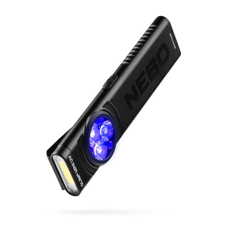 NEBO Slim Mini UV Flashlight | 150 Lumens, 4 Light Modes, Rechargeable & Portable Ultraviolet Light, Magnetic Base & Durable Clip, Waterproof, Detector Pocket Flashlight, Includes Charging Cable - style: UV Light