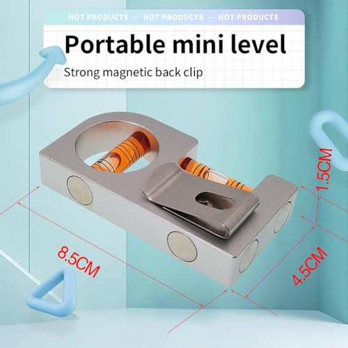 Solid aluminum alloy Mini level ruler portable mini level bubble meter with magnetic function TV stand installation (Silver Red) - color: Silver Red