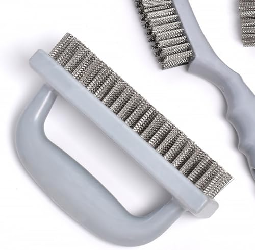 Large Heavy Duty Rust Removal Brush Stainless Steel Wire Brush 2-piece Set, 6.9 "X 2.5" Size, with Plastic Comfortable Grip, Used for Cleaning, Scraping slag, dust, Dirt and Paint scrubbing