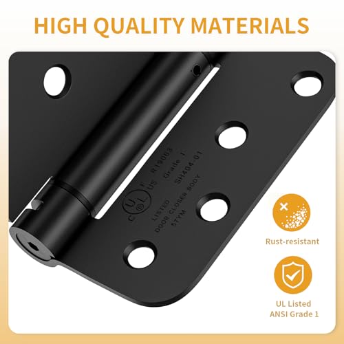 Luxbaro 2 Pack Self Closing Door Hinges, 4 Inch, Adjustable Tension, Black - color: Matte Black-5/8'', size: 4" 2 Pack