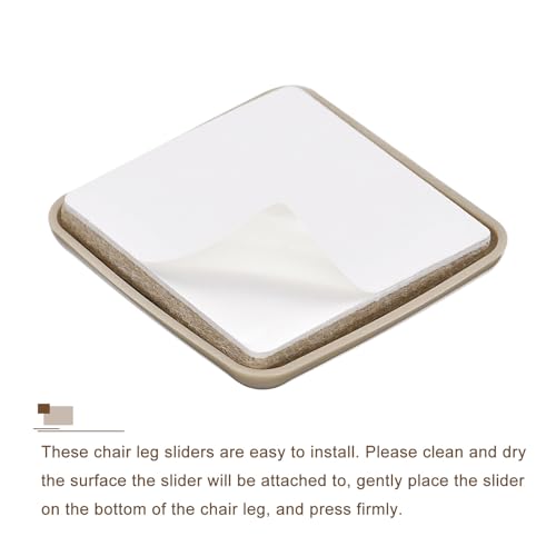 uxcell Furniture Sliders, 4Pcs 2" - Plastic Self-Adhesive Square Sliding Pads, Chair Glides for Carpeted Tile Vinyl Hardwood Floors (Grey) - size: 2"