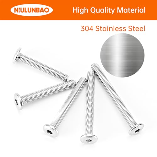 M6 x 40mm 45mm 50mm 55mm 60mm Flat Round Head Hex Socket Cap Screws Bolts, Furniture Screws, 304 Stainless Steel, Metric Fully Threaded, Allen Hex Drive, Bright Finish, Assortment Kit 25PCS - size: M6 x 40/45/50/55/60mm (25PCS)
